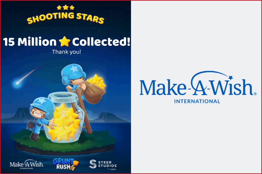 art work for steer studios's title grunt rush with make a wish international logo