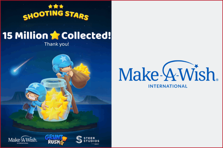 art work for steer studios's title grunt rush with make a wish international logo