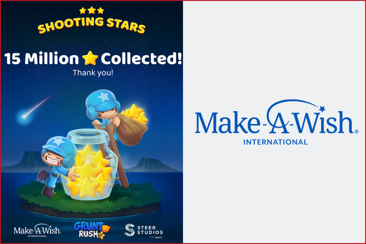 art work for steer studios's title grunt rush with make a wish international logo