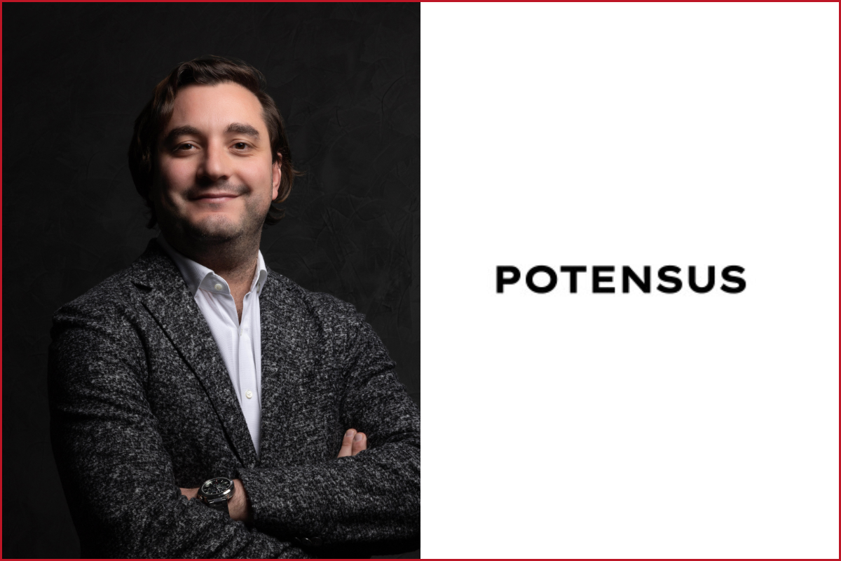 Ozan Can Şişman photo on the left, Potensus logo on the right