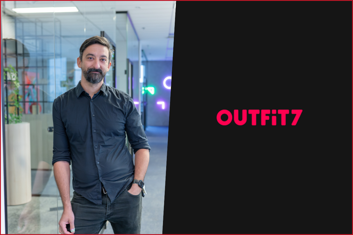 Ante Odic profile photo on the left, Outfit7 logo on the right