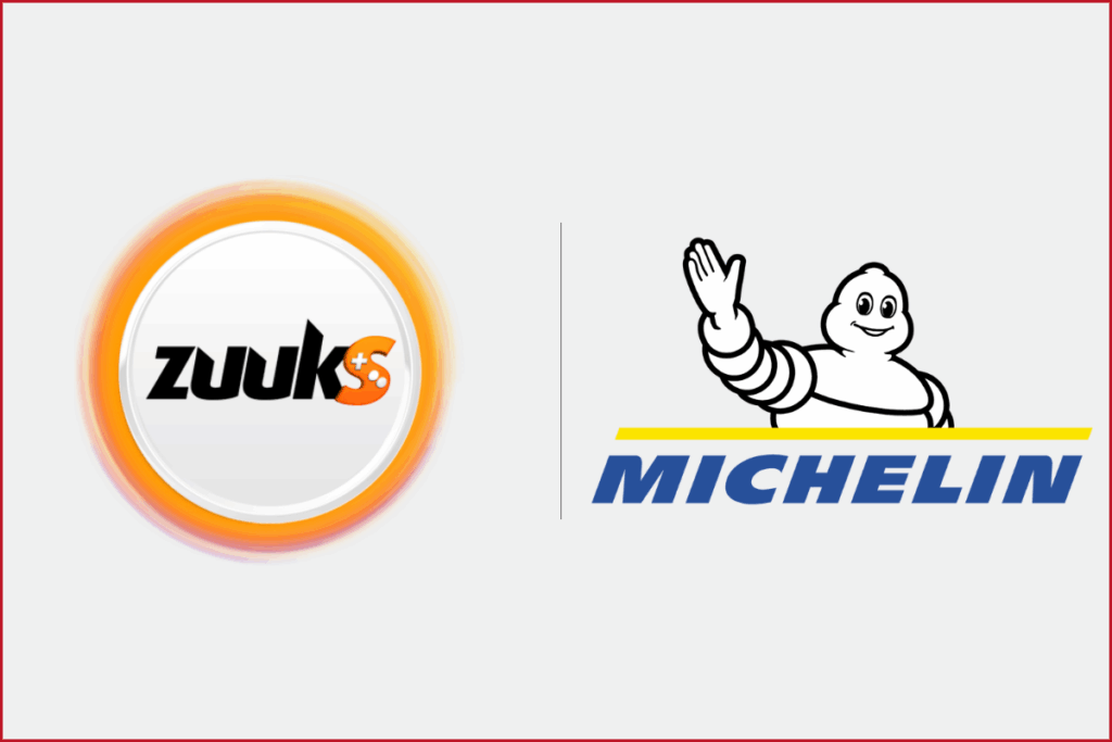 zuuks games logo on the left, michelin logo on the right