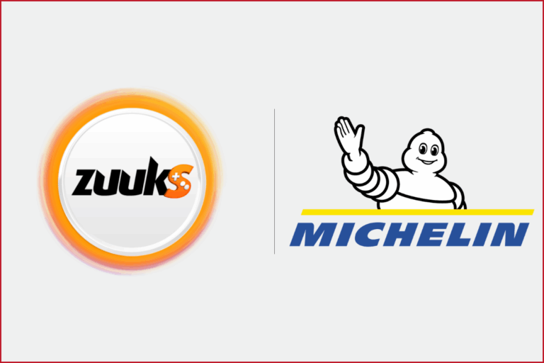 zuuks games logo on the left, michelin logo on the right