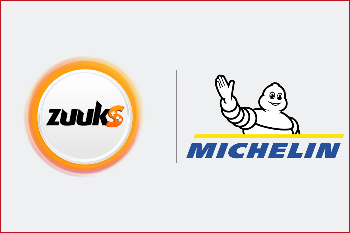 zuuks games logo on the left, michelin logo on the right