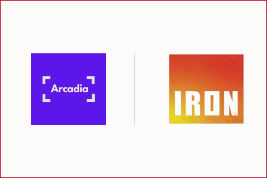 Arcadia Gaming Partners logo on the left, Iron Games logo on the right