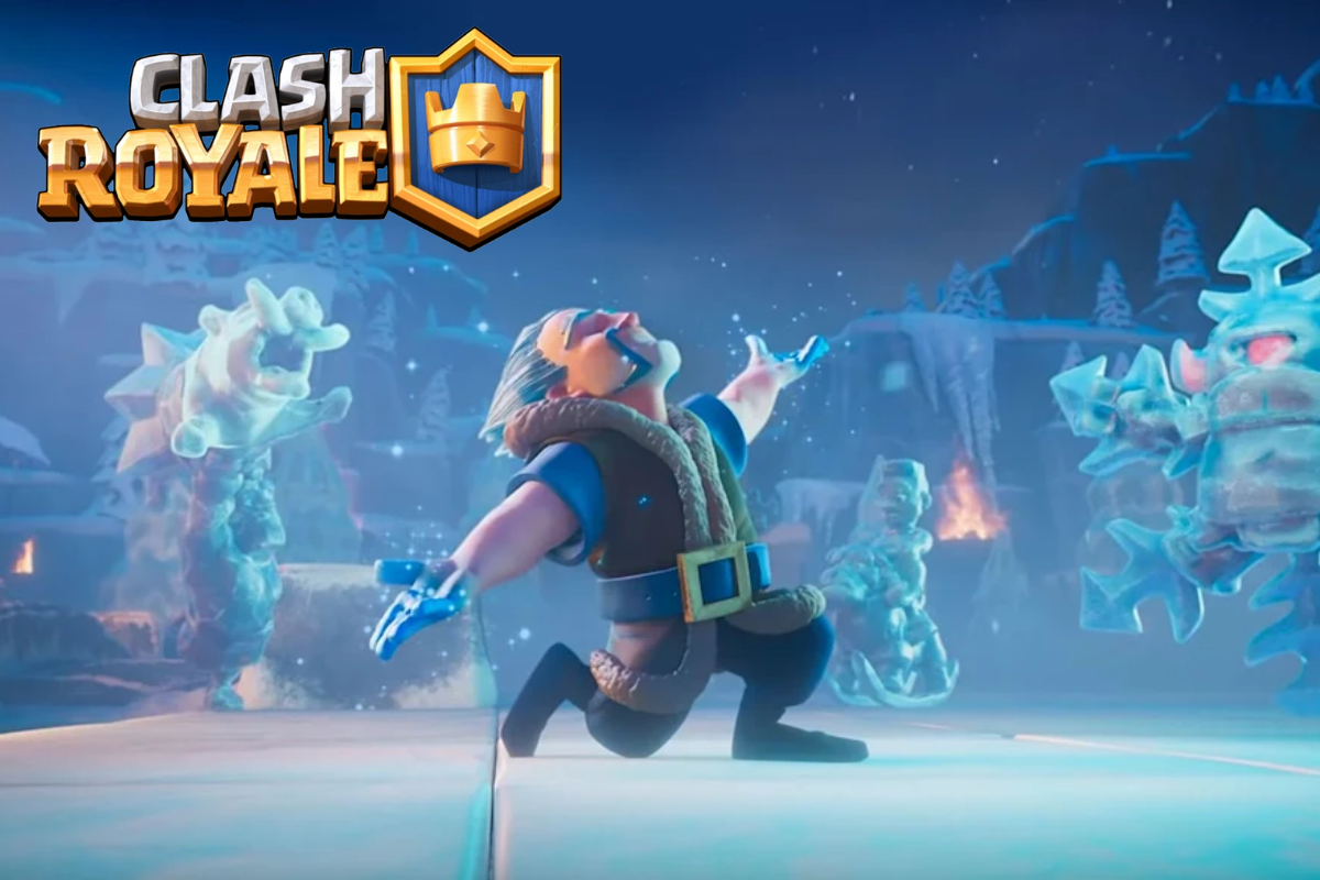 Clash Royale cover art with game logo on top left