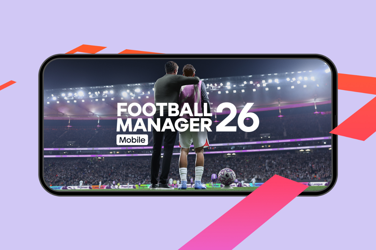 football manager 2026 cover art on a phone screen for the upcoming mobile games november 2025 article