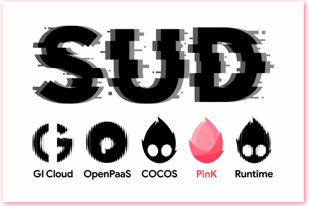 Big SUD logo on top, below of that is the icons for GI Cloud, OpenPaaS, COCOS, PinK, and Runtime