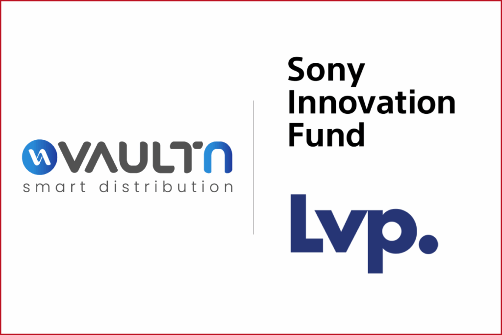 VaultN logo on the left, sony innovation fund and london venture partners logos on the right