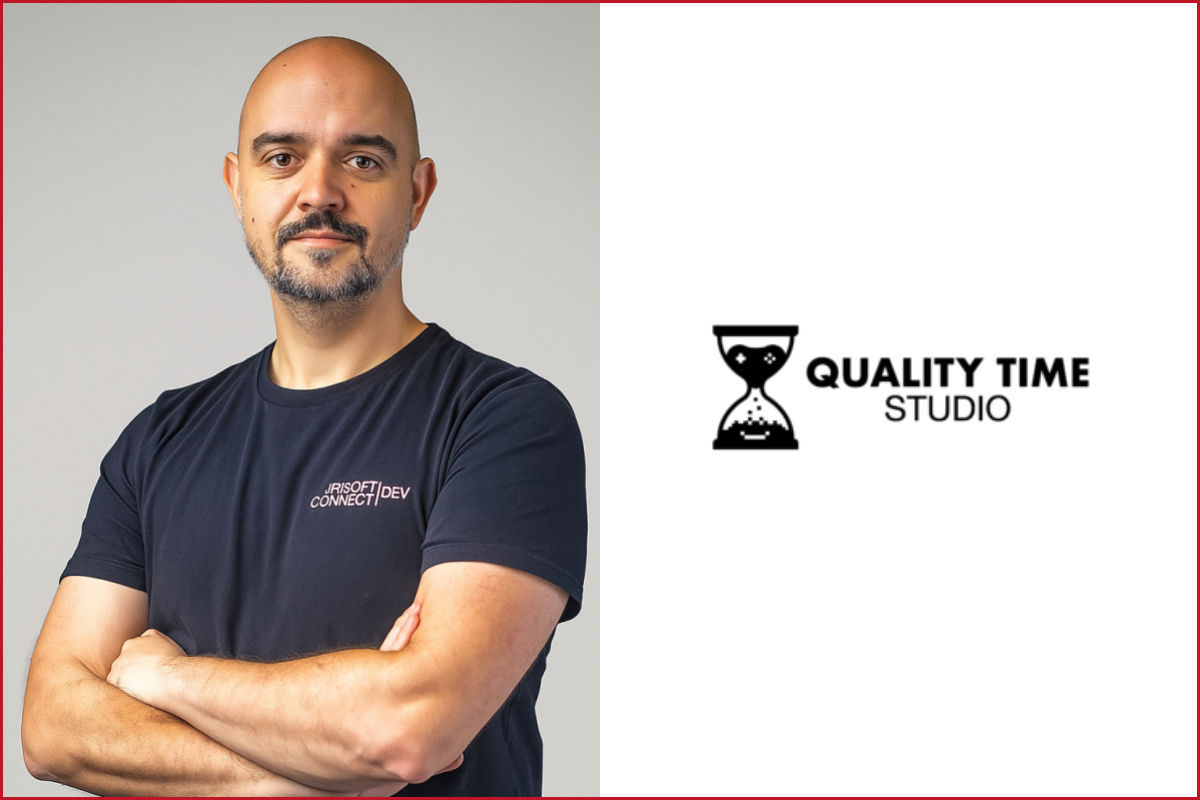 Johannes Thimme photo on the left, Quality Time Studio logo on the right