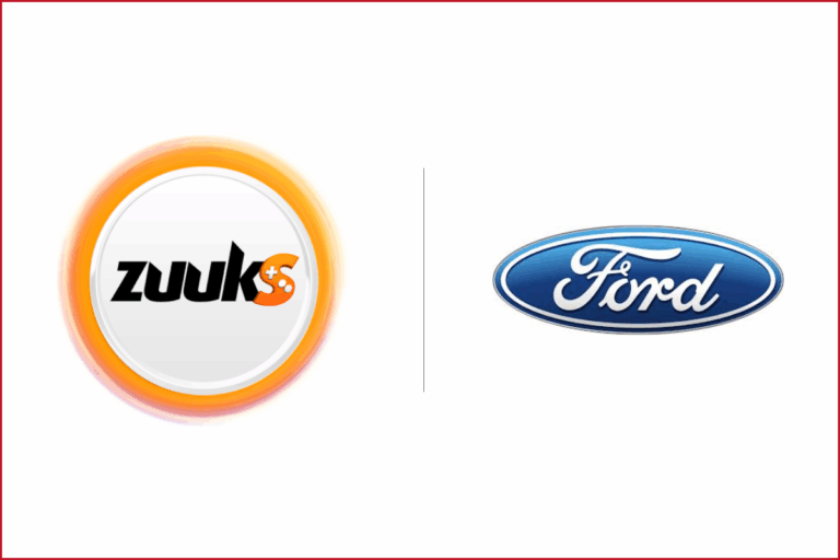 zuuks games logo on the left, ford motor company logo on the right