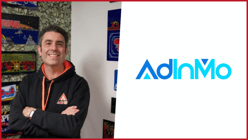 Kristan Rivers photo on the left, AdInMo logo on the right