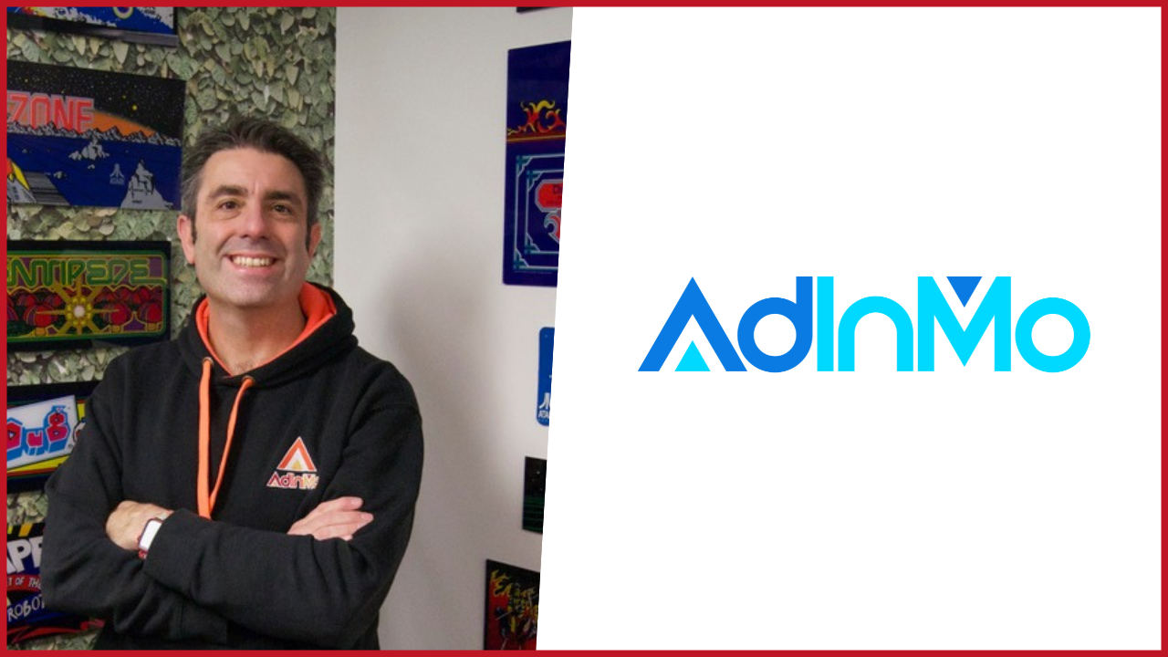 Kristan Rivers photo on the left, AdInMo logo on the right