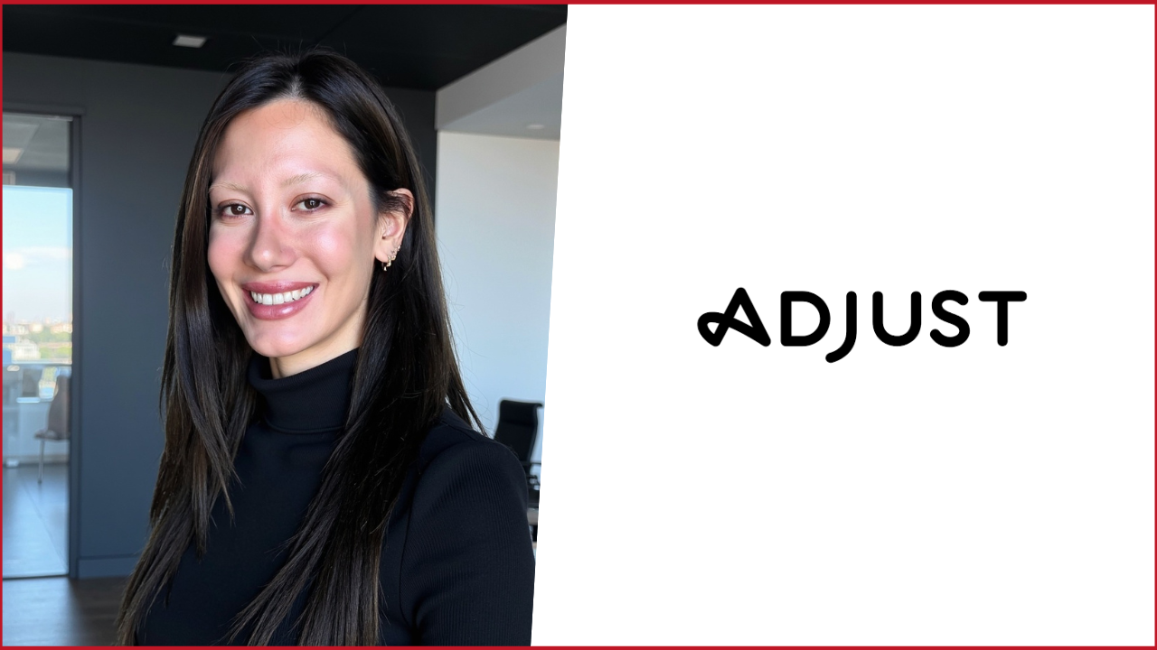 Başak Zerman photo on the left, Adjust logo on the right