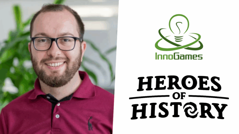 Zoran gjorgiev photo on the left, heroes of history and innogames logos on the right