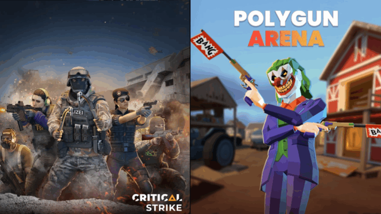 Critical Strike cover art on the left Polygun Arena cover on the right by Vertigo Games