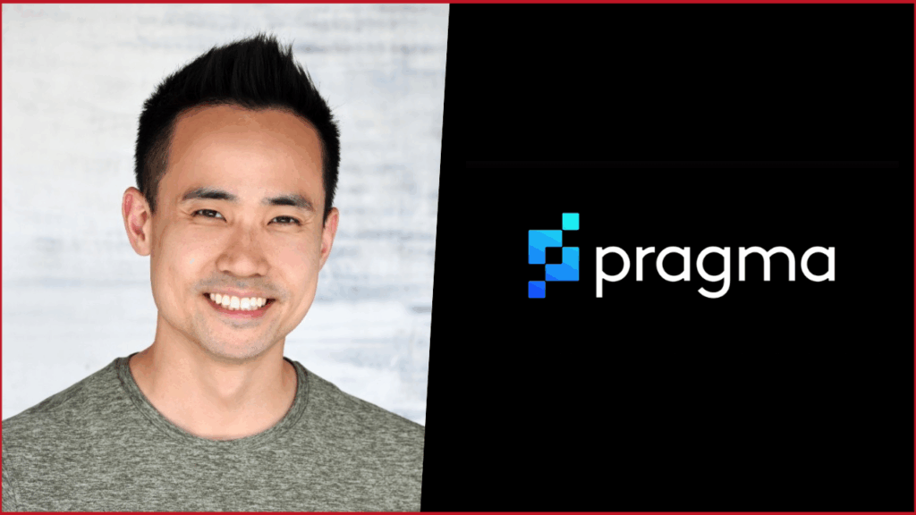 Ernie Le photo on the left, Pragma logo on the right