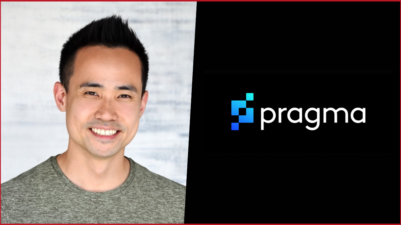 Ernie Le photo on the left, Pragma logo on the right