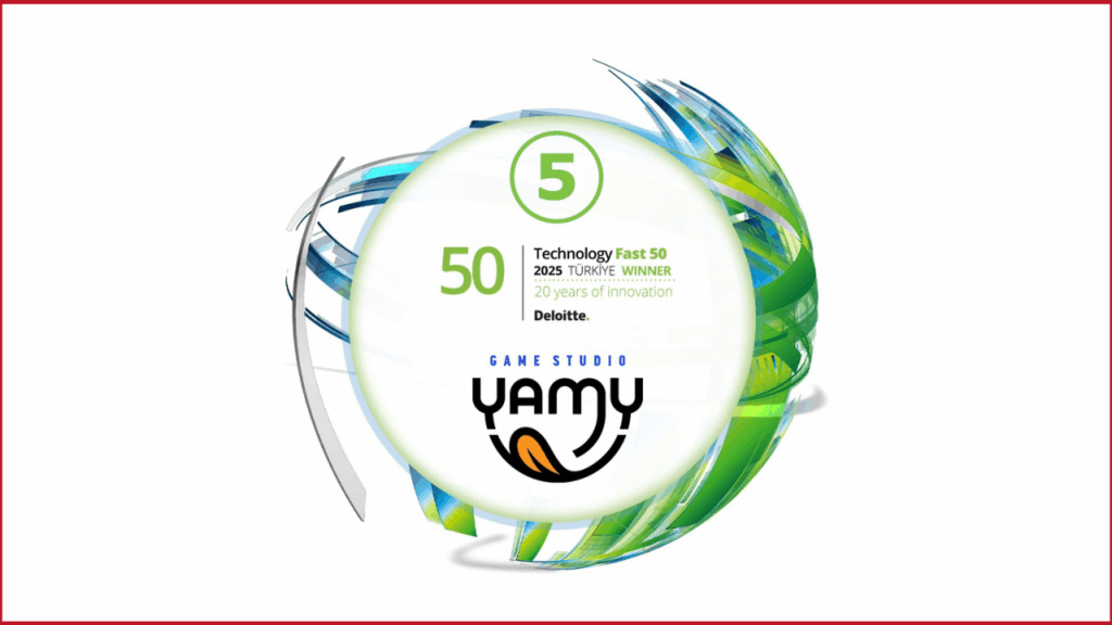 Deloitte Teknoloji Fast 50 logosu ve 5. sırada gelen Yamy Studios logosu