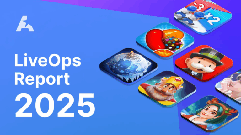 AppMagic LiveOps 2025 Cover art showcases famous game icons on the right side and on the left side there is the AppMagic icon, and below it it says LiveOps Report 2025