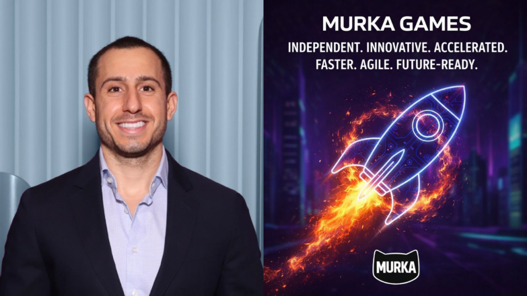 barak david photo on the left, murka games logo on the right