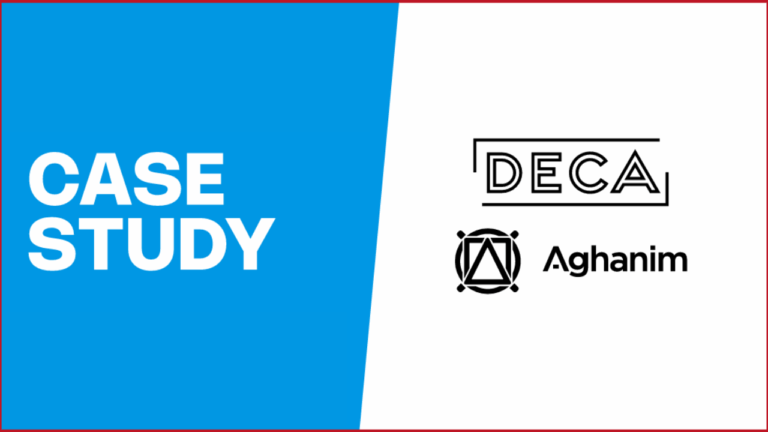 Deca Games and Aghanimo logos on the left, Case Study text on the right