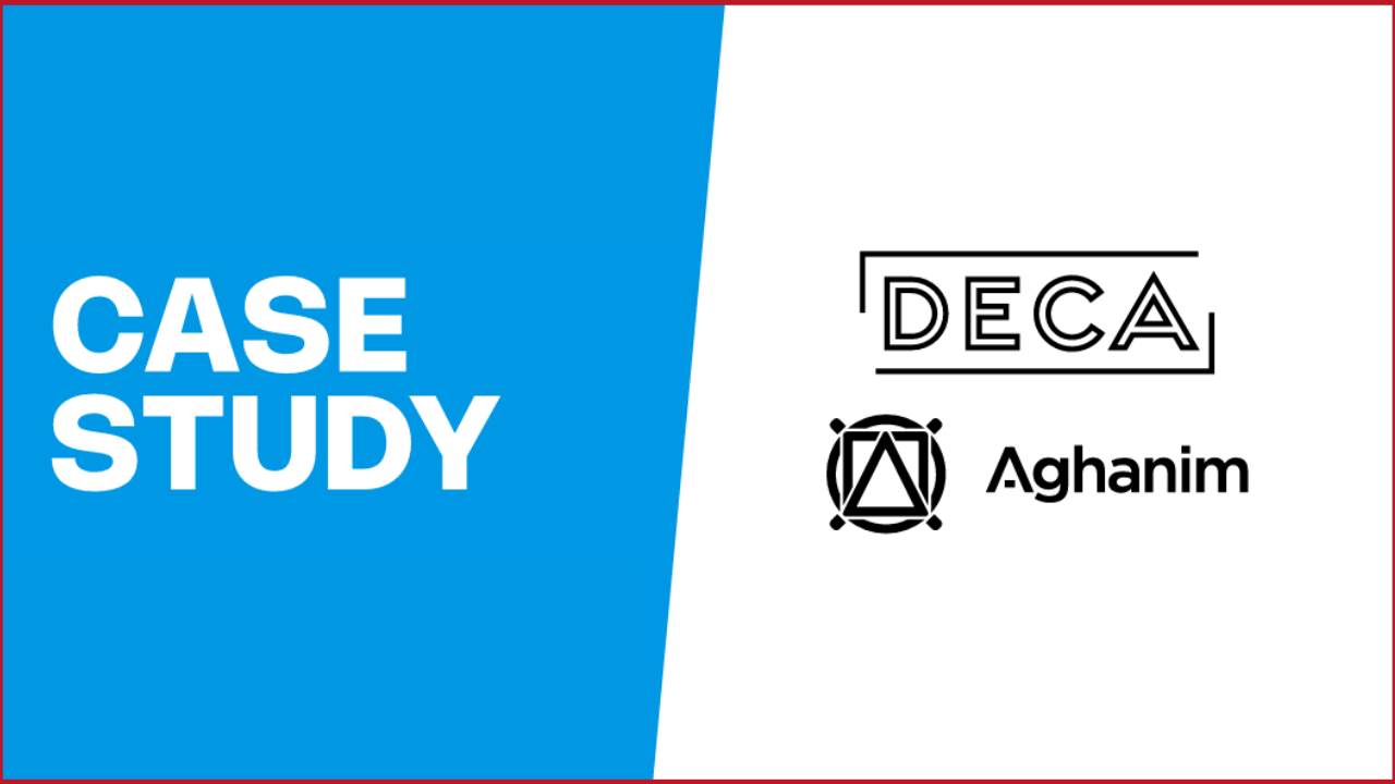 Deca Games and Aghanimo logos on the left, Case Study text on the right