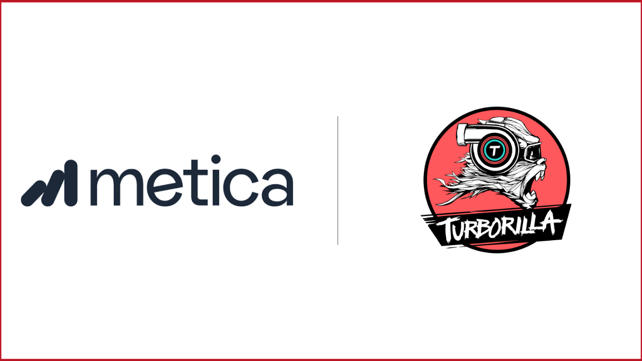 Turborilla logo on the right, metica logo on the left
