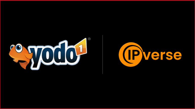 Yodo1 logo on the left, IPVerse logo on the right