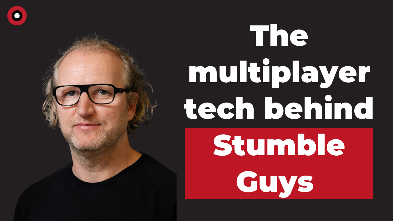 Christof Wegmann from Photon Engine photo on the left, "The multiplayer tech behind Stumble Guys" text on the right