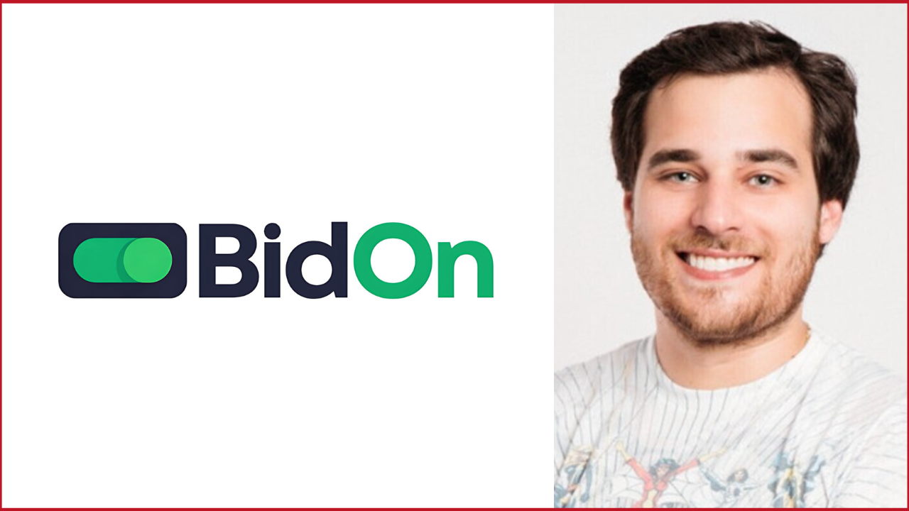 BidOn logo on the left, Fernando Grenata photo on the right