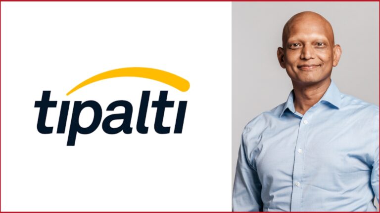 Manish-Vrishaketu photo on the right, tipalti logo on the left