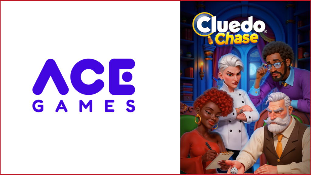 Ace Games logo on the left, cluedo chase logo on the right