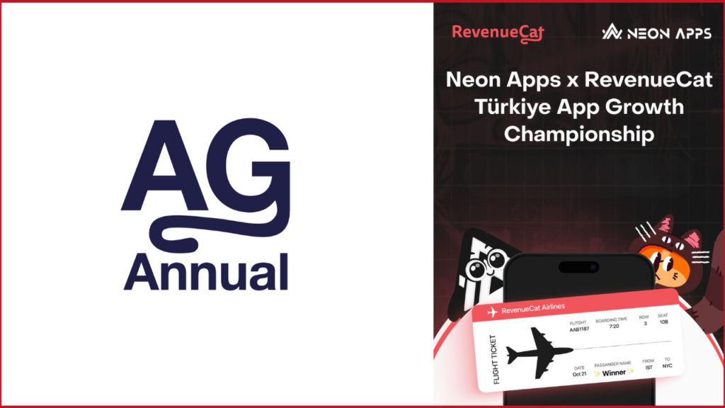 App Growth Annual logo on the left, Neon Apps x Revenue Cat colloab picture on the right