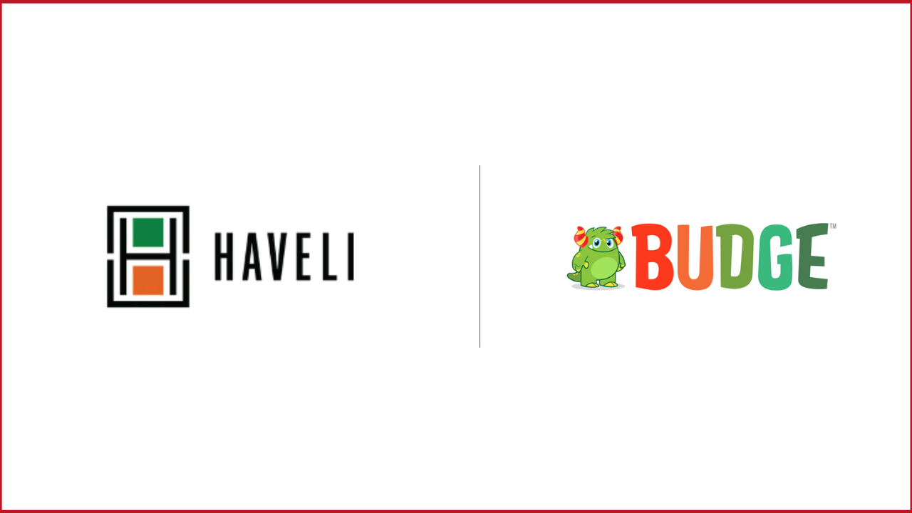 Haveli logo on the left, Budge Studios logo on the right