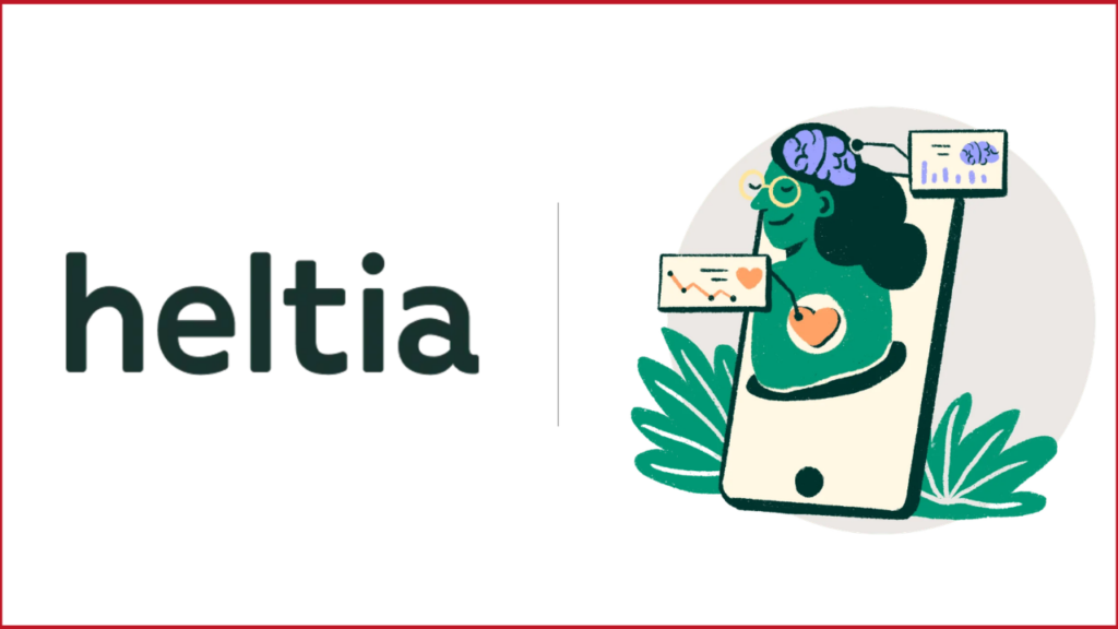 Heltia logo on the left, heltia illustration on the right