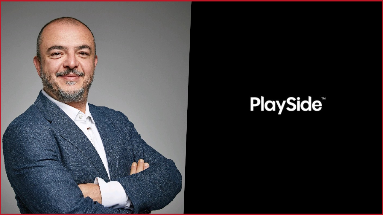 Özgür Özalp photo on the left, PlaySide Studios logo on the right