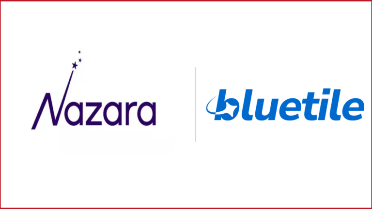 Nazara logo on the left, Bluetile games logo on the right