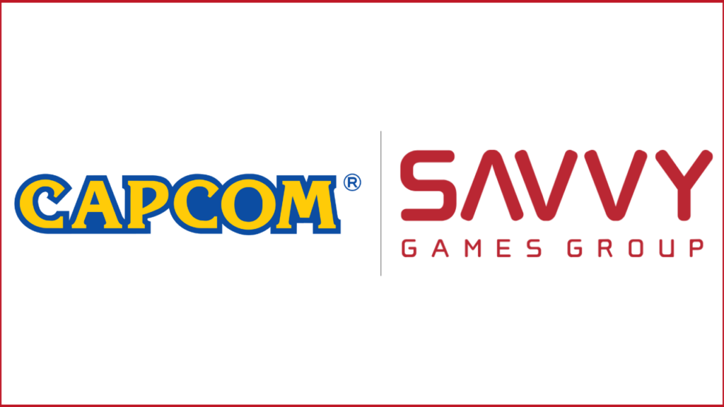 capcom logo on the left, savvy games group logo on the right
