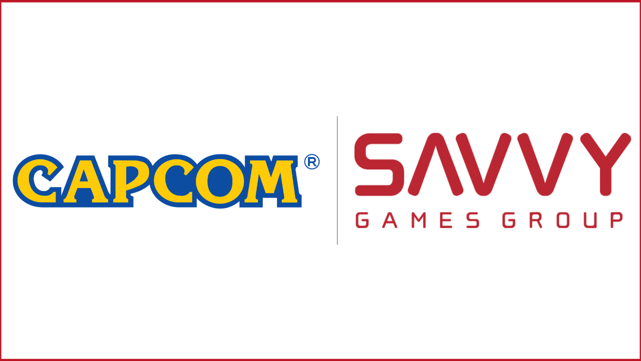capcom logo on the left, savvy games group logo on the right