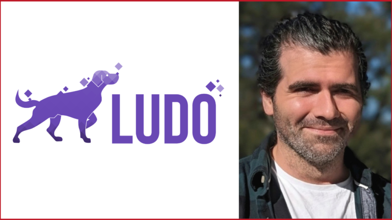 ludo ai logo on the left, cto of ludo ai jorge gomes photo on the right