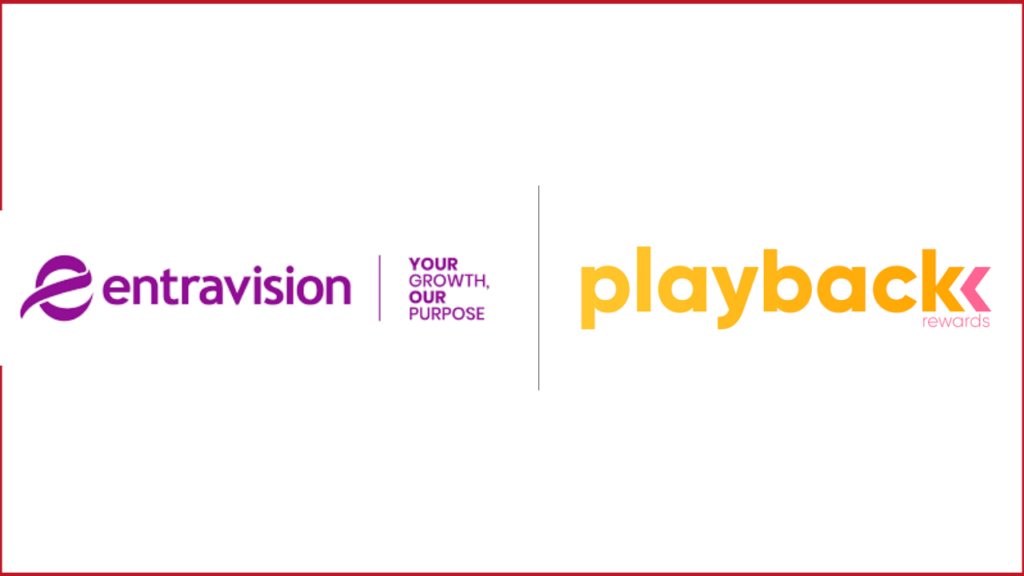 entravision logo on the left, playback rewards logo on the right