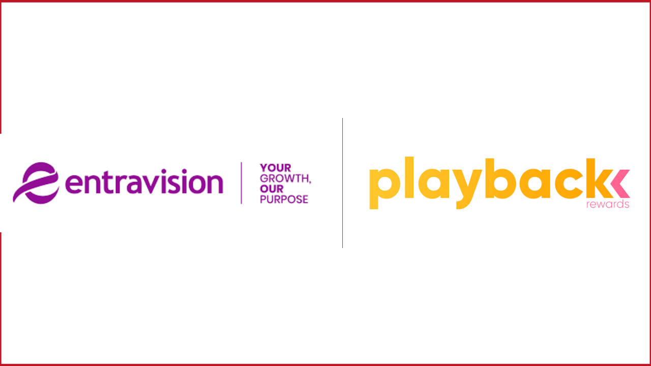 entravision logo on the left, playback rewards logo on the right
