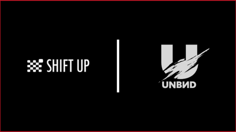 Shift Up logo on the left, Unbound logo on the right