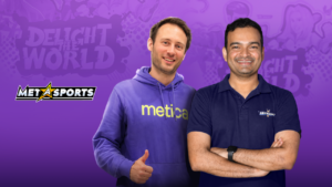 metasports interactive logo on the left, metasports CEO and co-founder Kashyap Reddy and Metica CEO and Co-Founder Phil Mohr photo on the right