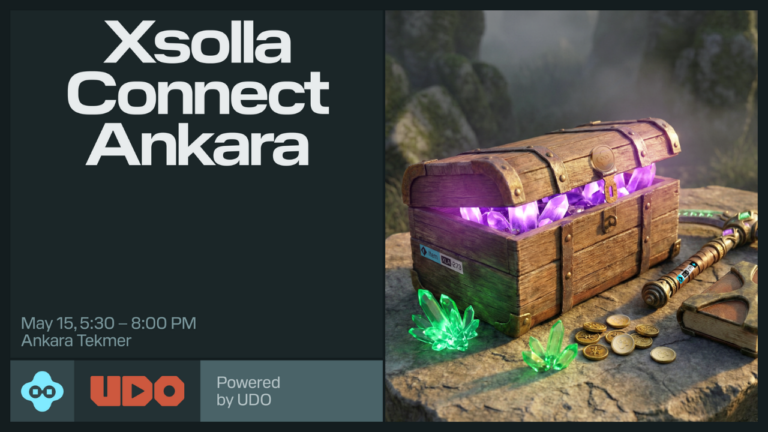 Banner for Xsolla Connect Ankara Edition event, powered by UDO, featuring Xsolla and UDO logos on a stylized background.