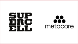 Supercell logo on the left, Metacore logo on the right