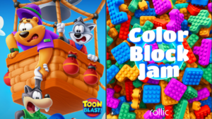 Toon Blast cover art on the left, Color Block Jam cover art on the right