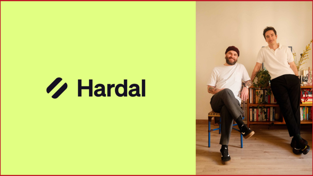 hardal company logo on the left, hardal founders photo on the right