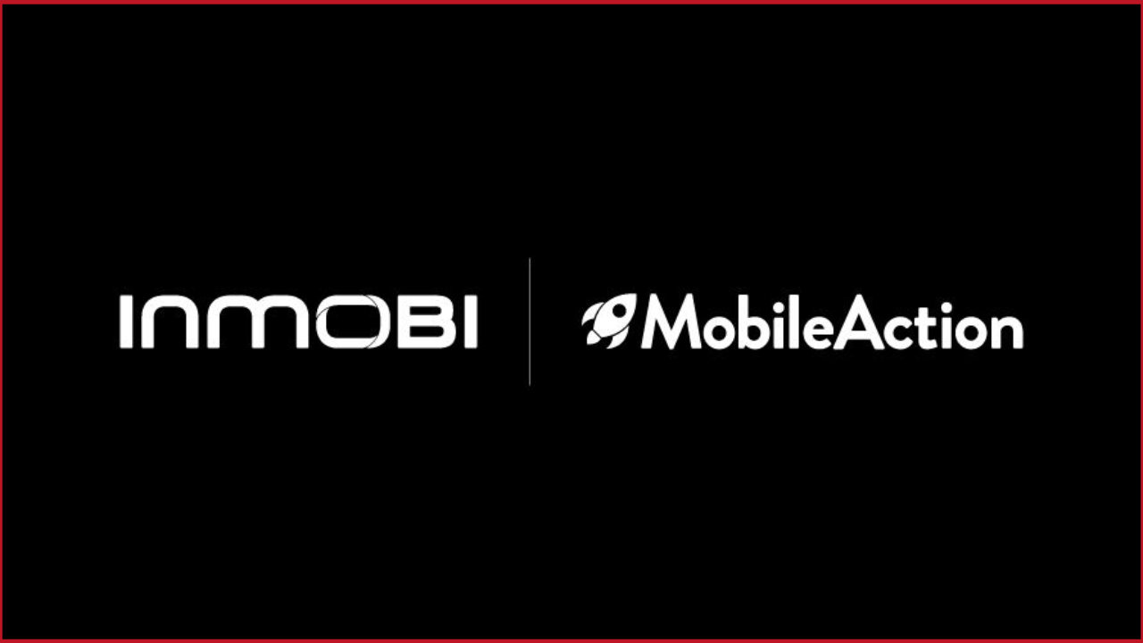 Inmobi logo on the left, MobileAction logo on the right